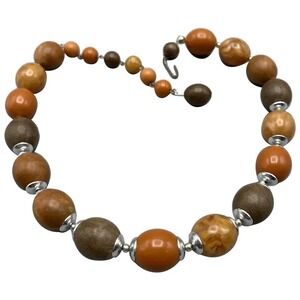 Vintage West Germany Beaded Necklace Earth‎ Tones